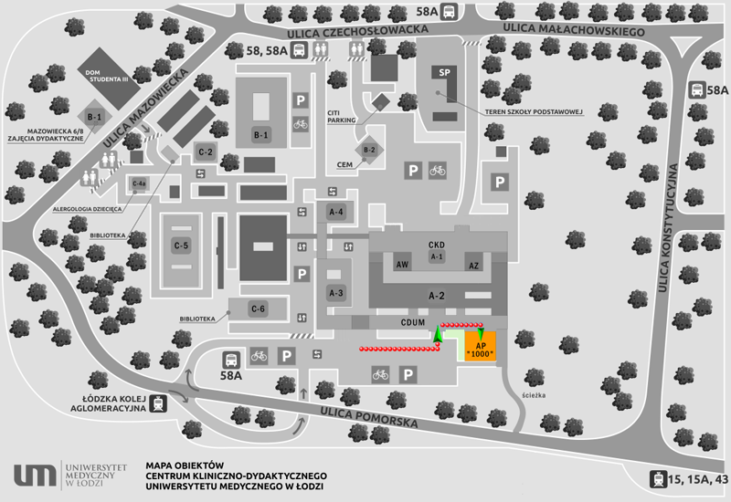 Mapa Centrum Dydaktycznego Uniwersytetu Medycznego w Łodzi